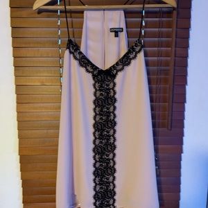 Large Express Pink Nylon Camisole with Black Lace